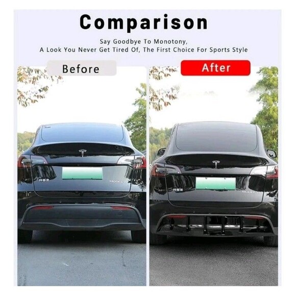 Rear Diffuser For Tesla Model Y Without Drilling Model Why Rear Bumper... - Picture 2 of 8